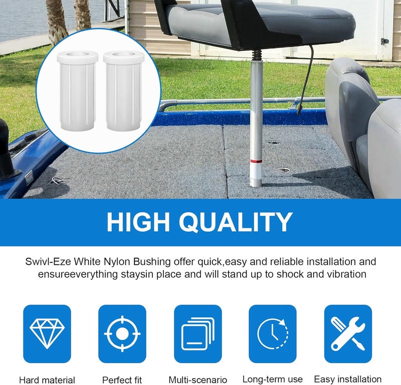 Magluv SP-201 غلاف نايلون أبيض بديل لعمود Attwood Swivl-Eze - عمود قاعدة مقعد نايلون أبيض 3/4" دبابيس قارب بحري، عبوة 2 - Image 4